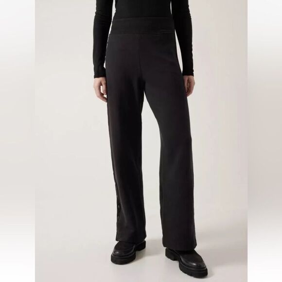 Athleta Retroplush Velvet Straight Leg Pant Black Size SMALL Athleisure Casual - Picture 9 of 11